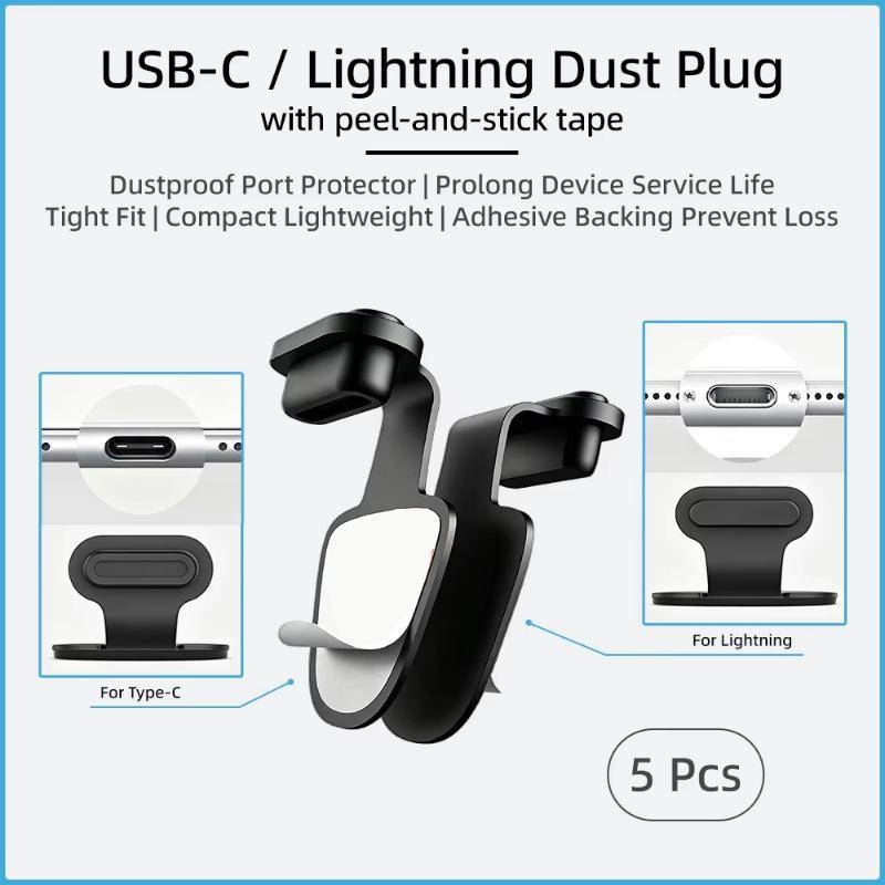ADAWN 5pcs USB C Dust Plug Anti Lost Adesivo Protetor De Tampa De Porta De Carregamento BR
