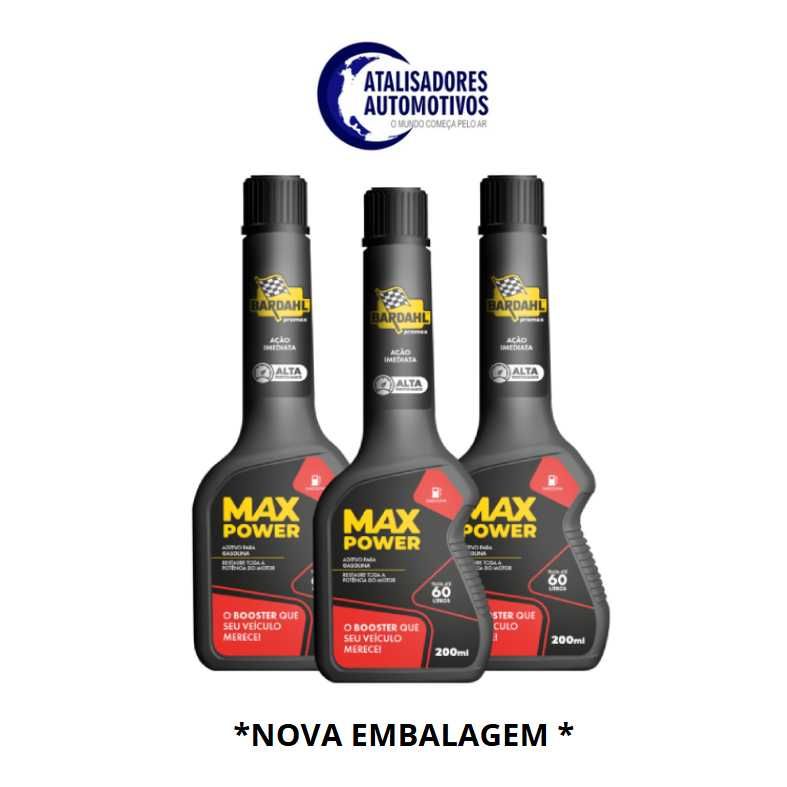 KIT 3 UNID - Aditivo de Combustível MAX POWER para carros e motos (controle do octanagem e rest. potencia) 200ml-Bardahl