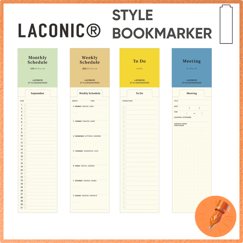 Laconic Bookmark Memo Style Notebook for Reading, Meeting, Planning, and Daily Organization