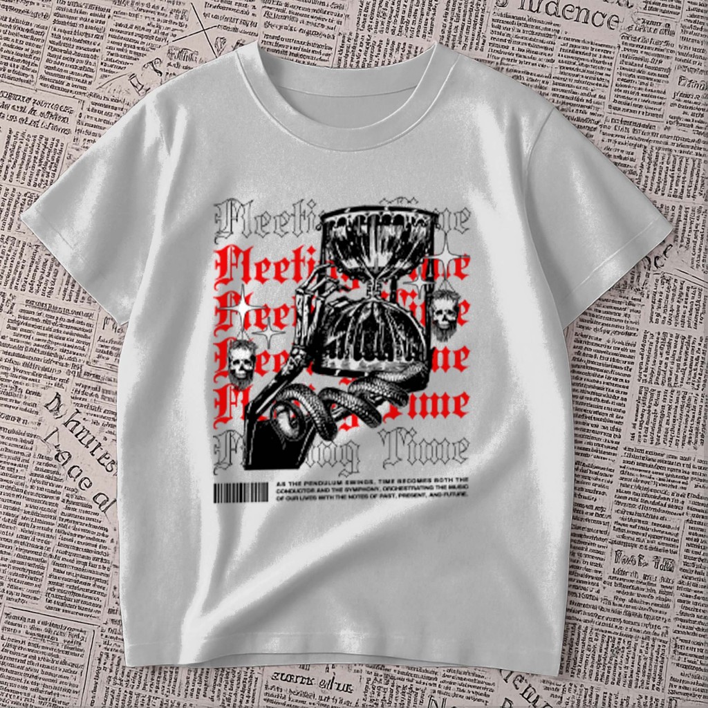Camiseta estampada - gotico | ampulheta da morte | meeting time crânios |  blusa unissex premium 100% algodão