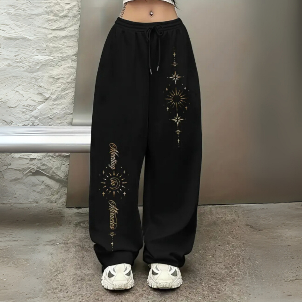 Calça Moletom Wide Leg Unissex Estilo Streetwear Confortável Modelo: 