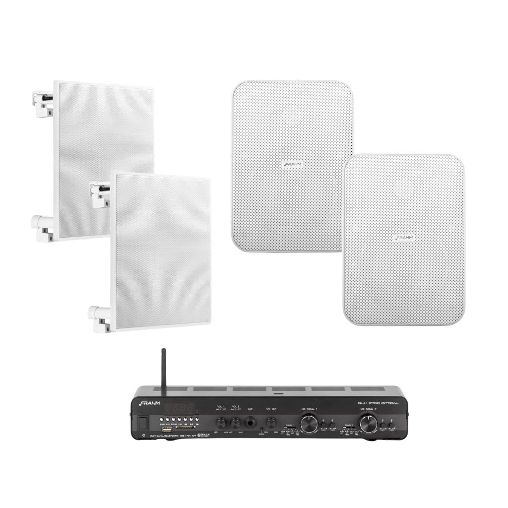 Kit Sonorização Comercial Frahm Lojas Até 80M² CS 5 Outdoor Branca