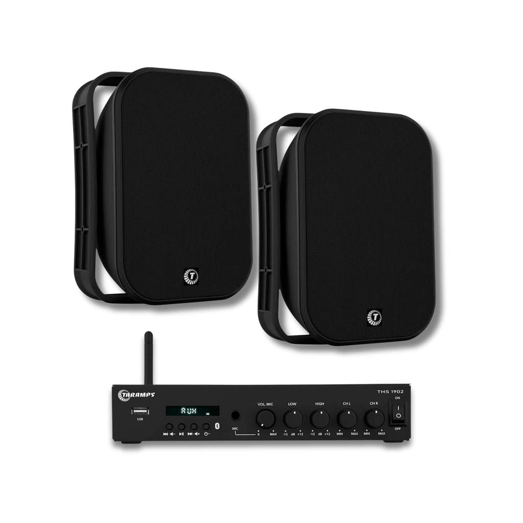 COMP Kit Som Ambiente Taramps Receiver THS 1902 + 2 Caixas Outdoor TAQ-62 6