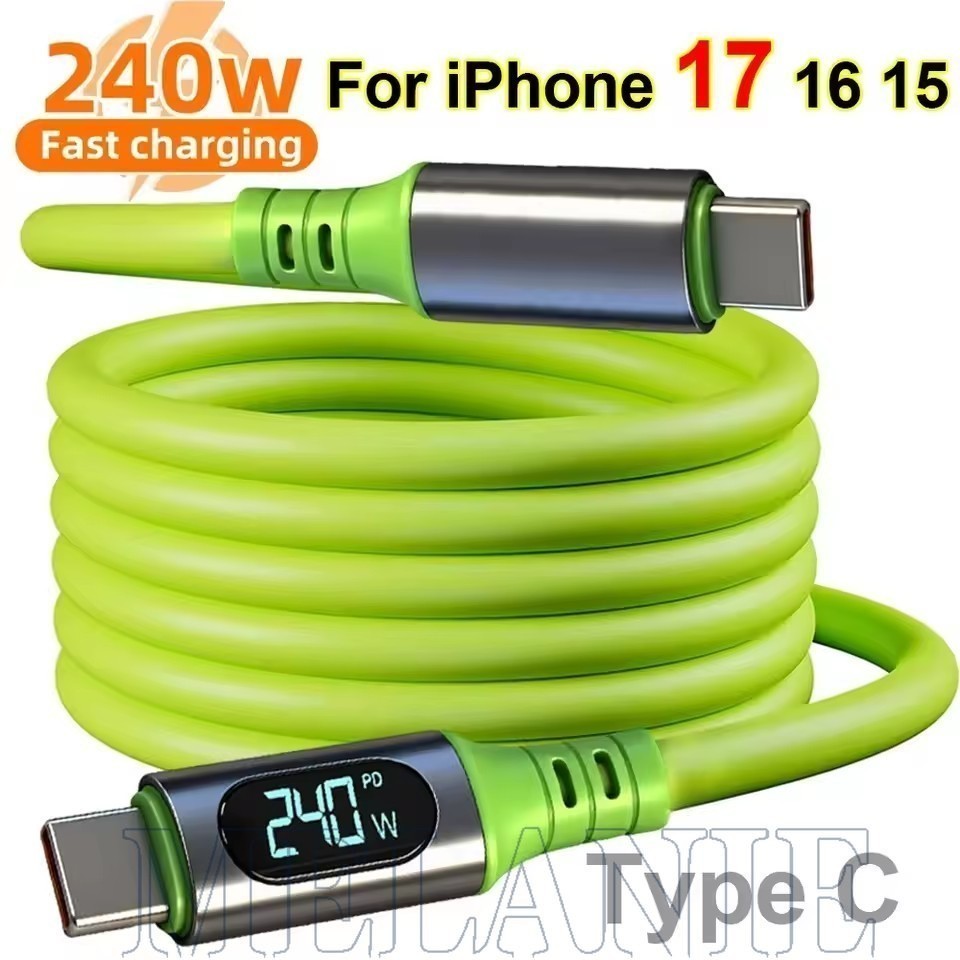 Cabos USB C De Carregamento Rápido De 240 W-Display Digital 480 Mbp/s Dados De Alta Velocidade-Cabo De Fio Tipo Transfer