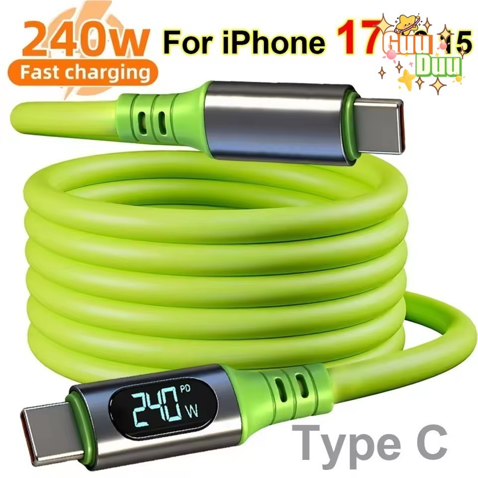 Cabos USB C De Carregamento Rápido De 240 W-Display Digital 480 Mbp/s Dados De Alta Velocidade-Cabo De Fio Tipo Transfer