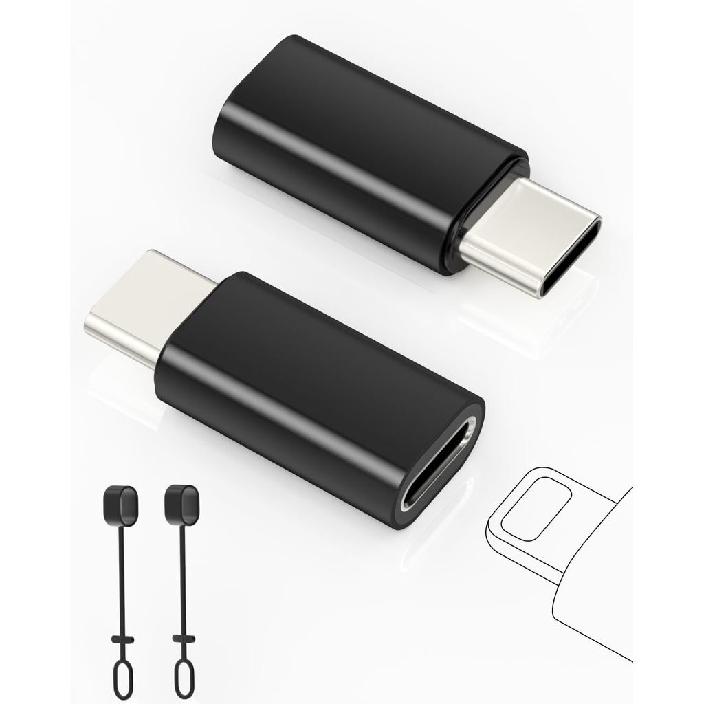 Pacote com 2 Adaptadores Lightning para USB C para iPhone 15/16/16 Pro Max, Samsung S25, Suporta Carregamento e Transfer