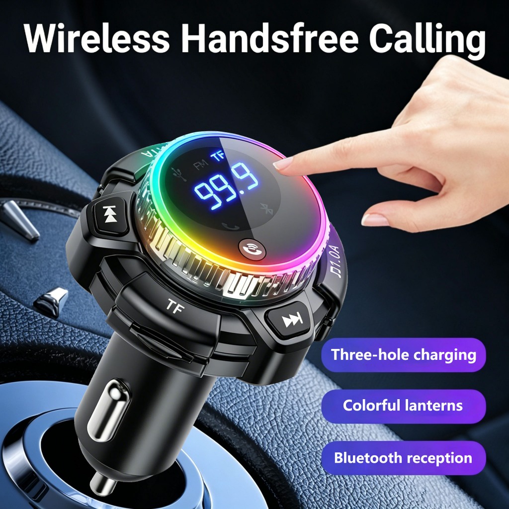 Transmissor e Rádio Bluetooth Automotivo | 2 Portas USB + 1 Porta USB-C | Carregador Automotivo com Carga Rápida