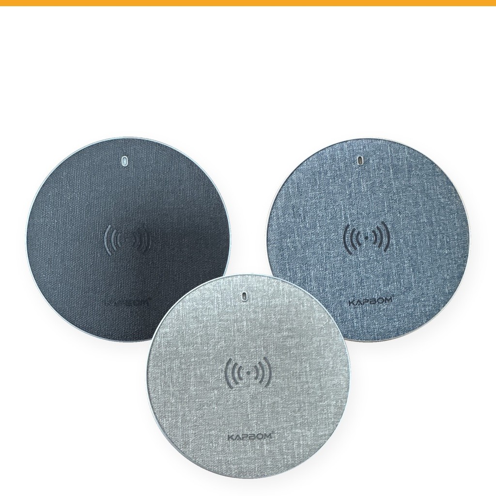 Carregador Sem Fio Indução 15W Kapbom KA-5299 Base Qi Fast Wireless Acabamento em Tecido Entrada USB-C Homologado Anatel