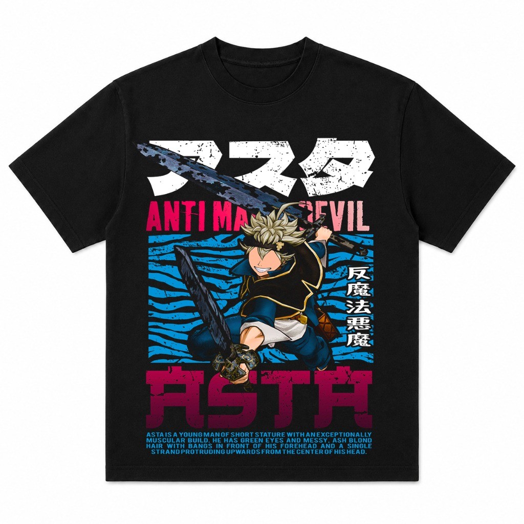 Camiseta Básica Black Clover Asta Anti Magic Devil 100% Algodão Unissex Várias Cores Envio Imediato