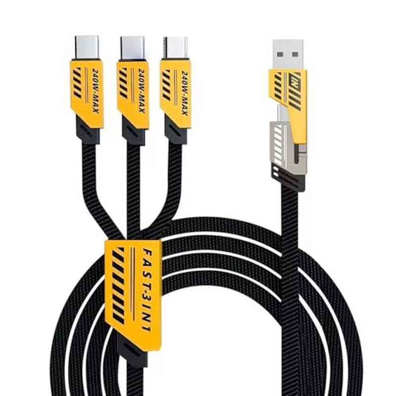 Cabo De Carregamento Rápido 3 Em 1 De 240 W USB-C , Carregador Tipo Para iPhone 15 , Samsung Galaxy , MacBook , Laptop ,