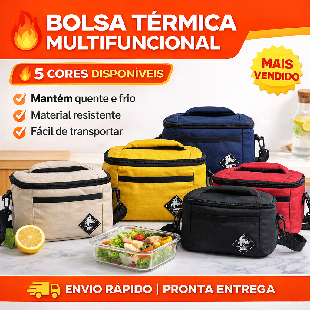 Bolsa Térmica Marmiteira 4L Impermeável Lancheira Fitness Academia Resistente WOLF