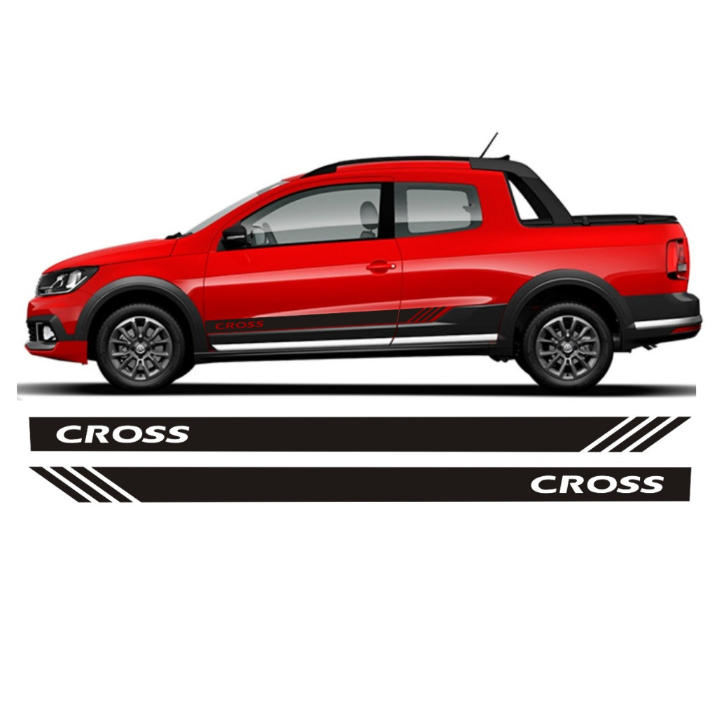 Adesivo Para VW Saveiro Cross Faixa SC3 Lateral Nova Tuning Esportivo Srt Wolf 1