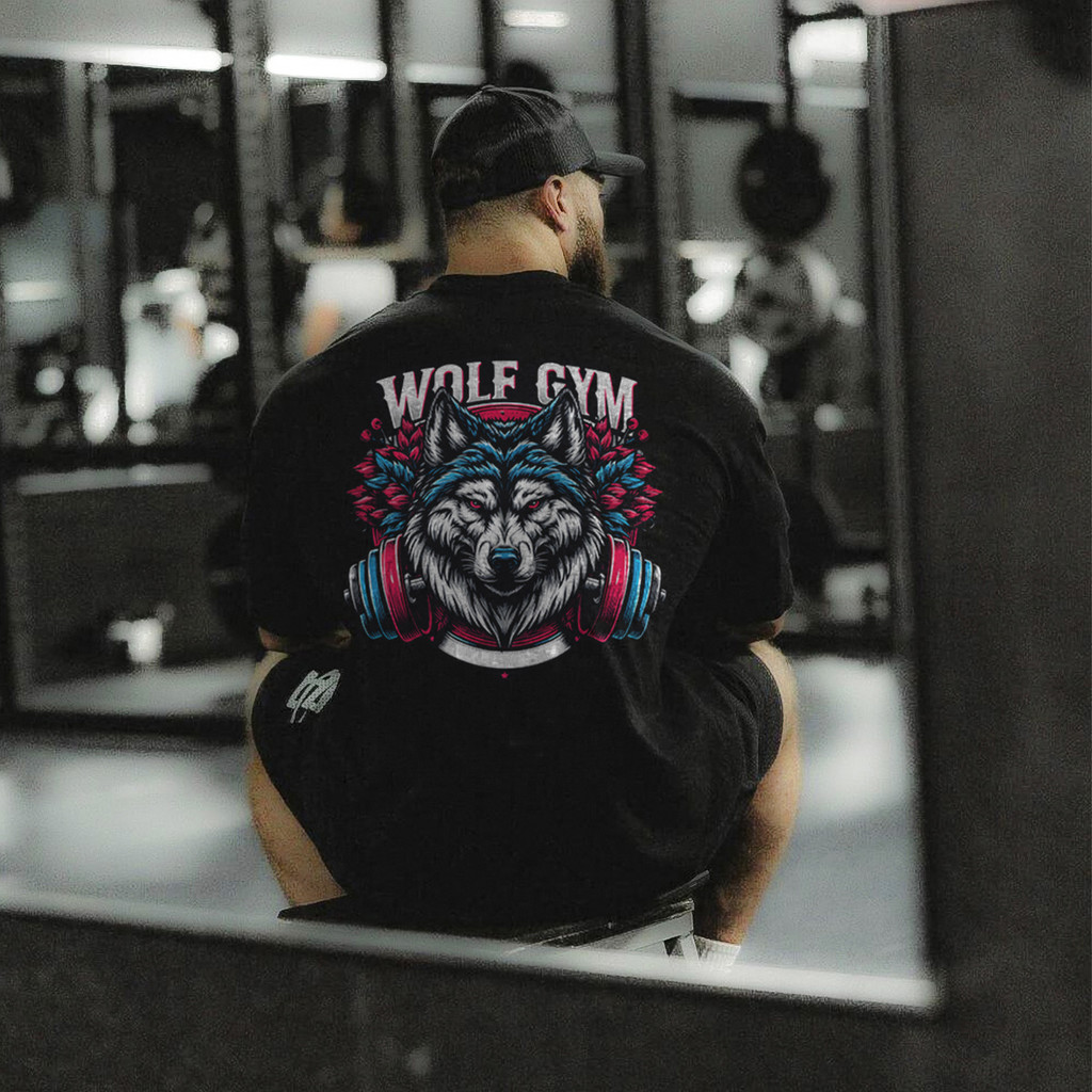 Camisa Oversized Academia Wolf Gym Camiseta de Treino Alta Qualidade