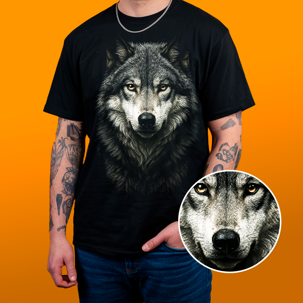 Camiseta WOLF - Estampa Reticulada Algodão 30.1