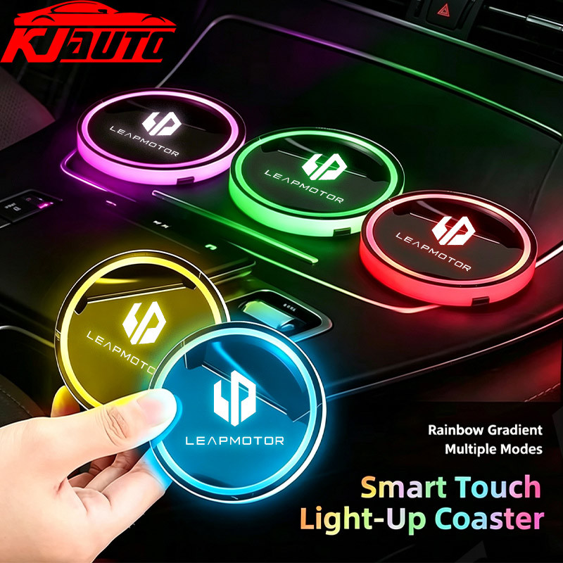 Leapmotor Novo Suporte De Copo De Carro LED De 7 Cores Luz Luminosa Coaster Almofada Água Carregamento USB Para C10 T03