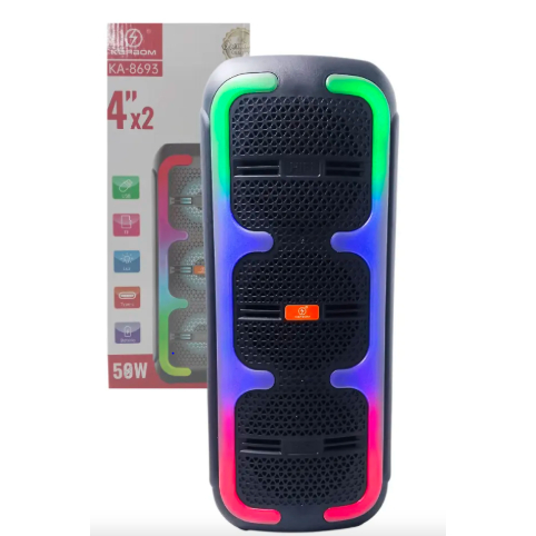 Caixa Som Bluetooth 50w Led Rgb Entrada Micro Kapbom Ka-8693 Cor Preto