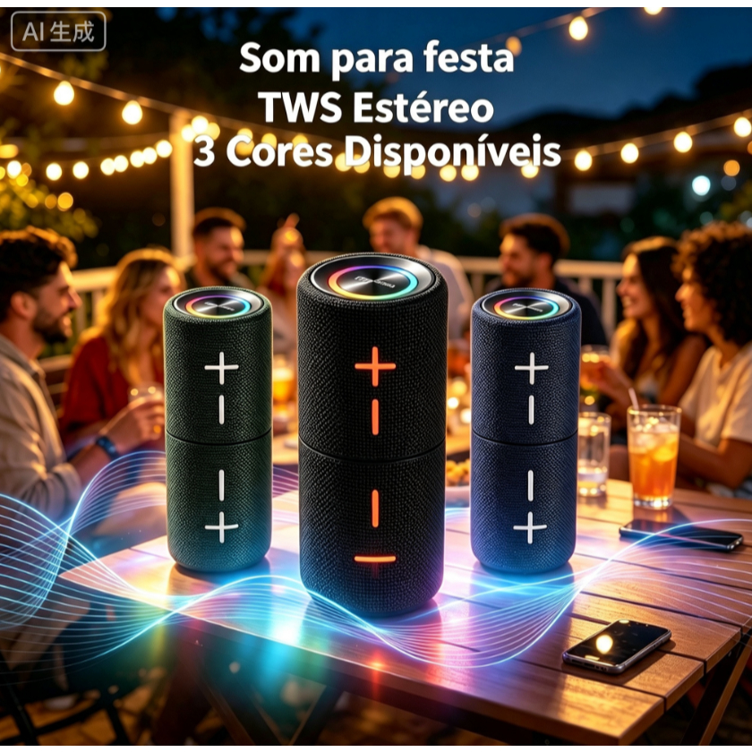 Kit 2 Caixa De Som 20w Removível Tws 2 Em 1 Resistemte Agua Eletro  Pronta Entrega