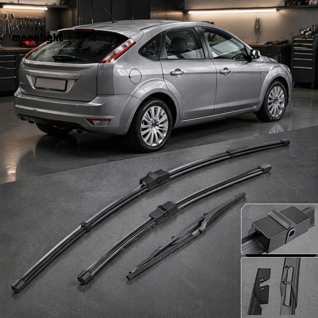 3pcs Car Wiper Blades Kit for Ford Focus 2005-2011 – 26” Front 17” 14” Rear Windshield Replacement Beam Wipers D