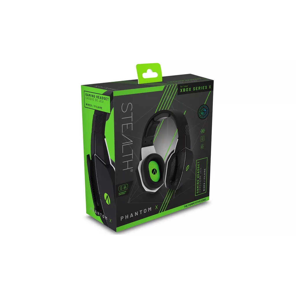 Stealth Phantom X Premium Stereo Gaming Headset Com Fio (Preto e Verde) - PS4, PS5, XBOX-ONE/SX, SWITCH, CELULARES e PC
