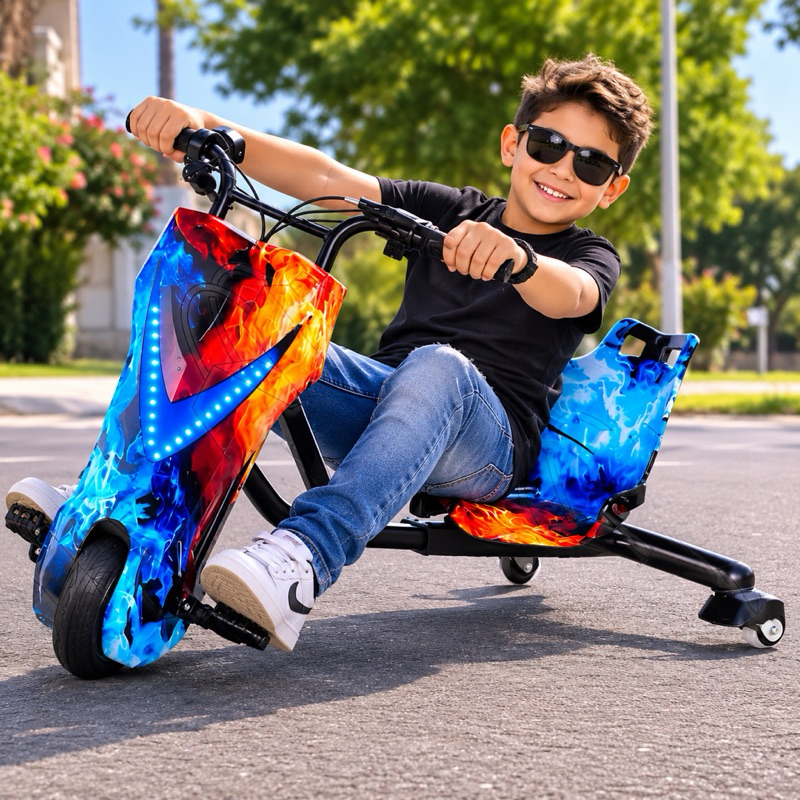 Triciclo Elétrico Drift Com Bluetooth Alto falante LED 3 velocidades