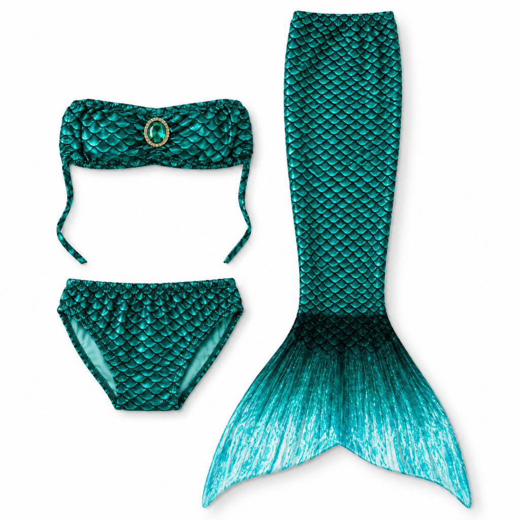 Fantasia Sereia Infantil Kit 3 Peças Cauda Top Calcinha GB01