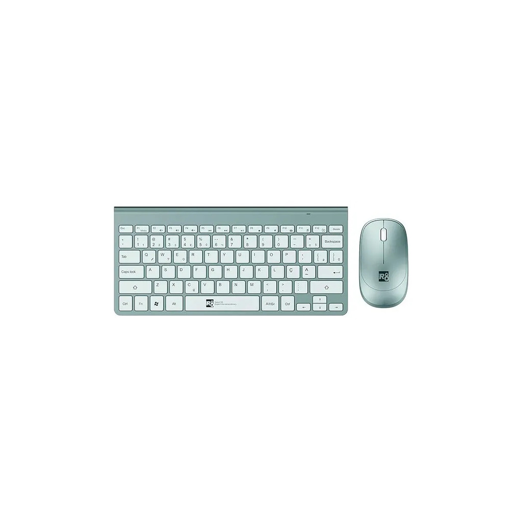 Kit Teclado e Mouse Sem Fio R8 KM1931 Wireless USB Verde