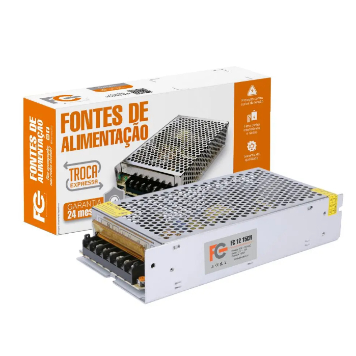 Fonte Colméia Estabilizada 12v 15a 180w Led Câmera Cftv