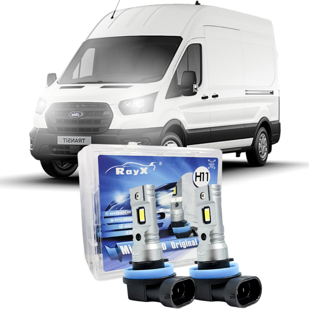 Kit Ultra Mini Led H11 6000k 12000 Lumens Ford Transit 2009 a 2015 Farol de Milha