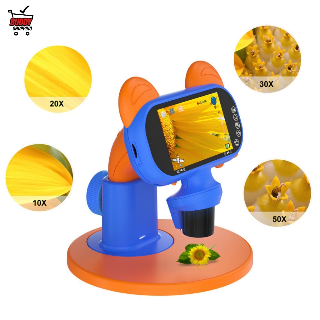 Microscópio Digital para Crianças Aitek AMC-IF400 Tela IPS 4 Pol Zoom 150x 20MP 1080P com 64GB