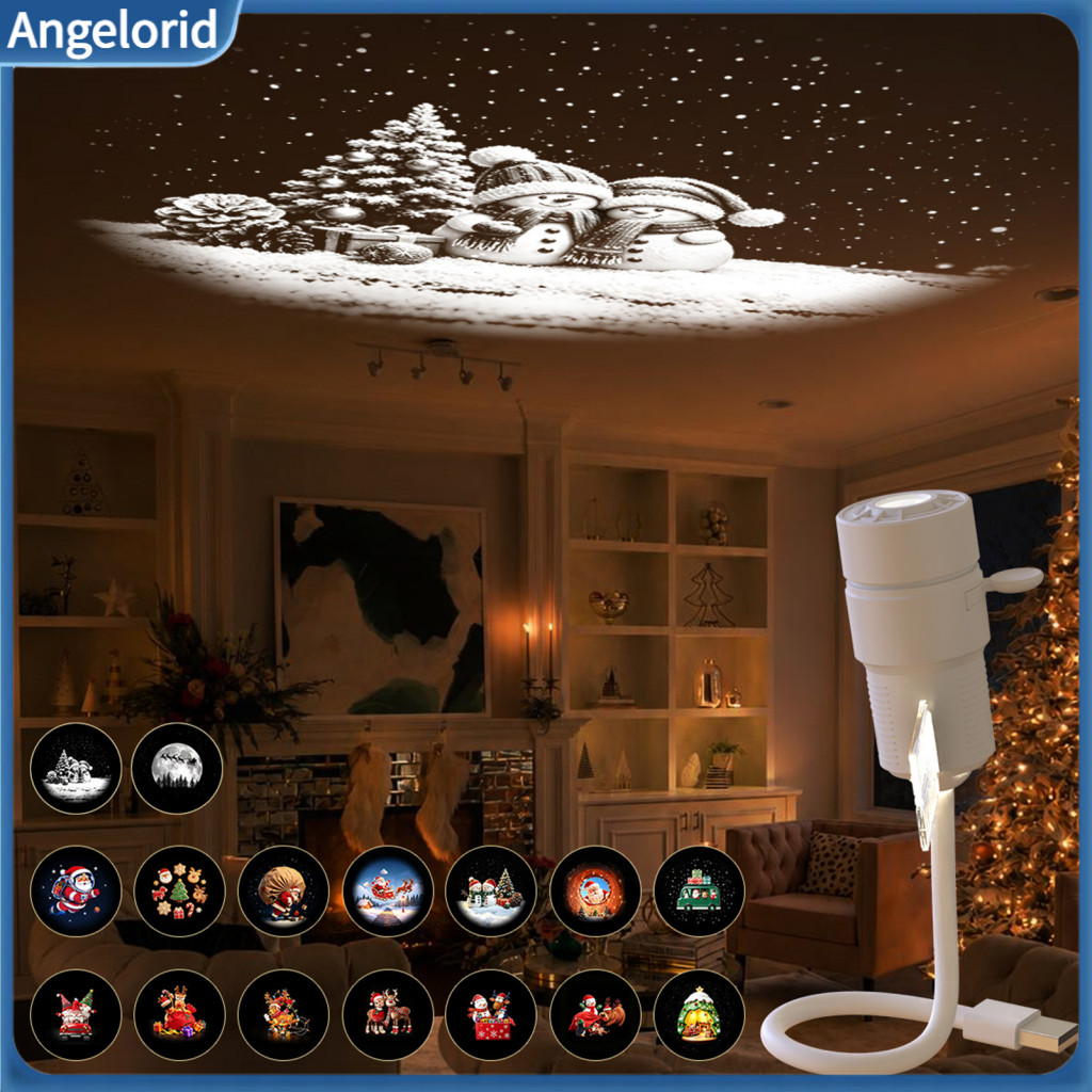 Christmas Decor Light Holiday Projector Night with Replaceable Films 360° Adjustable Touch-controlled Dimmable Lamp Aut