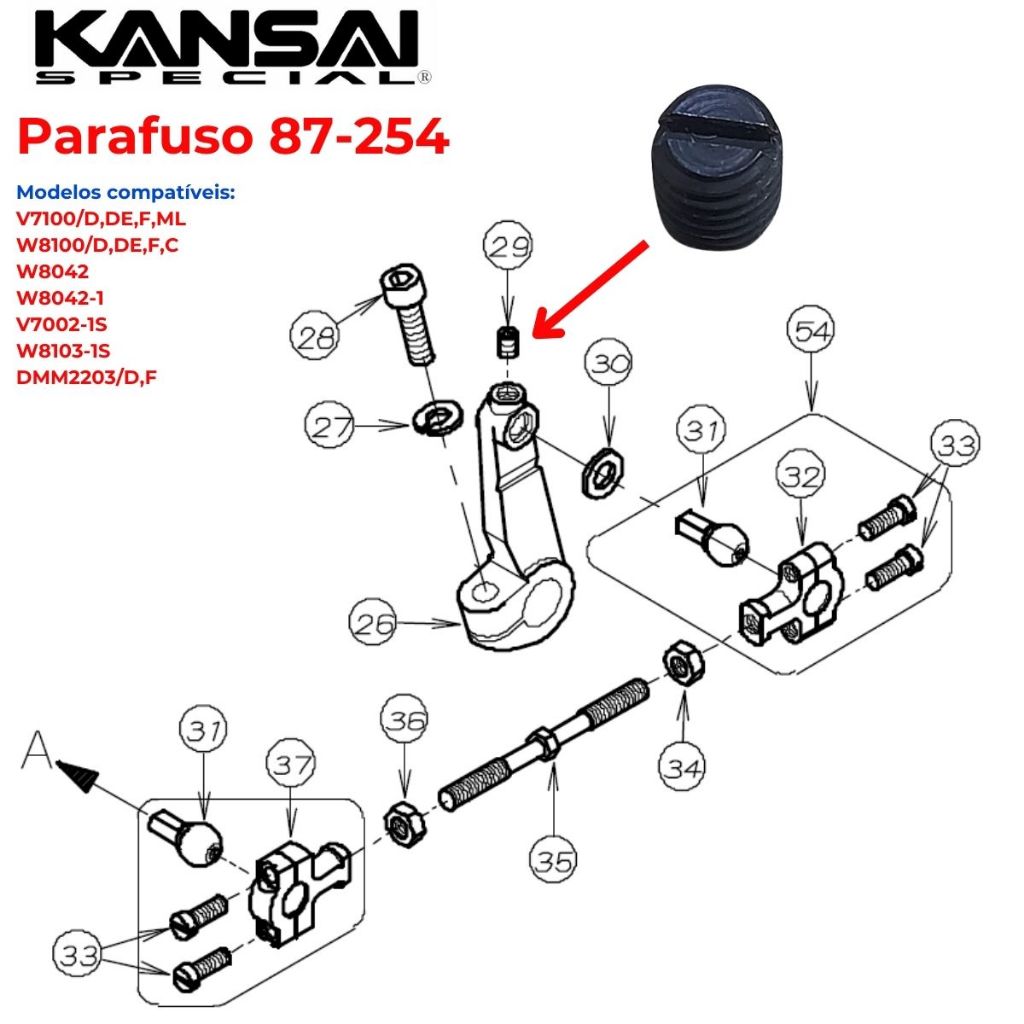 Parafuso Alavanca Looper Galoneira Kansai Special (87-254)