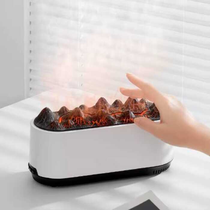 Umidificador Chama Azul Lâmpada Night Light Elétrica Ultrasonic Aromaterapia Difusor Óleo Essencial