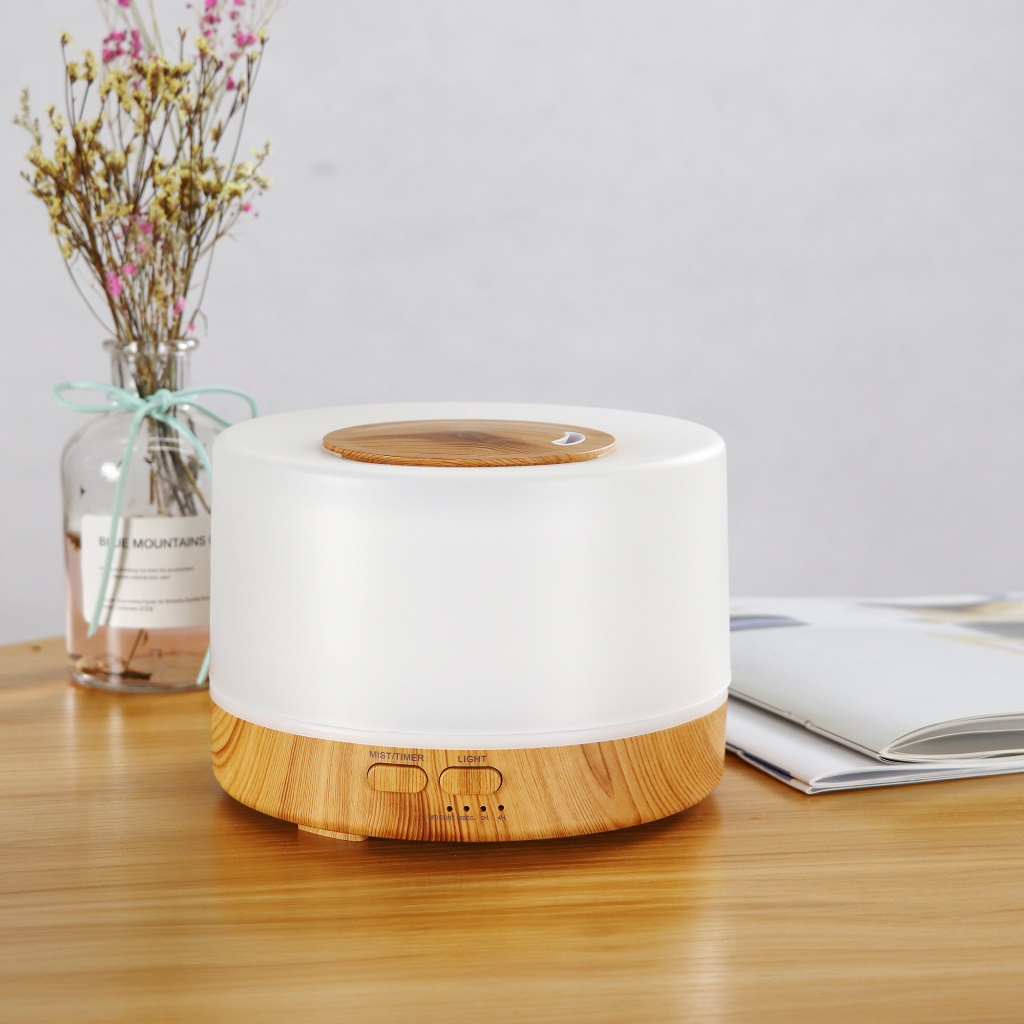 Umidificador de ar de madeira Aromaterapia Inteligente Ultrasonic Atomizador Colorido 500ml