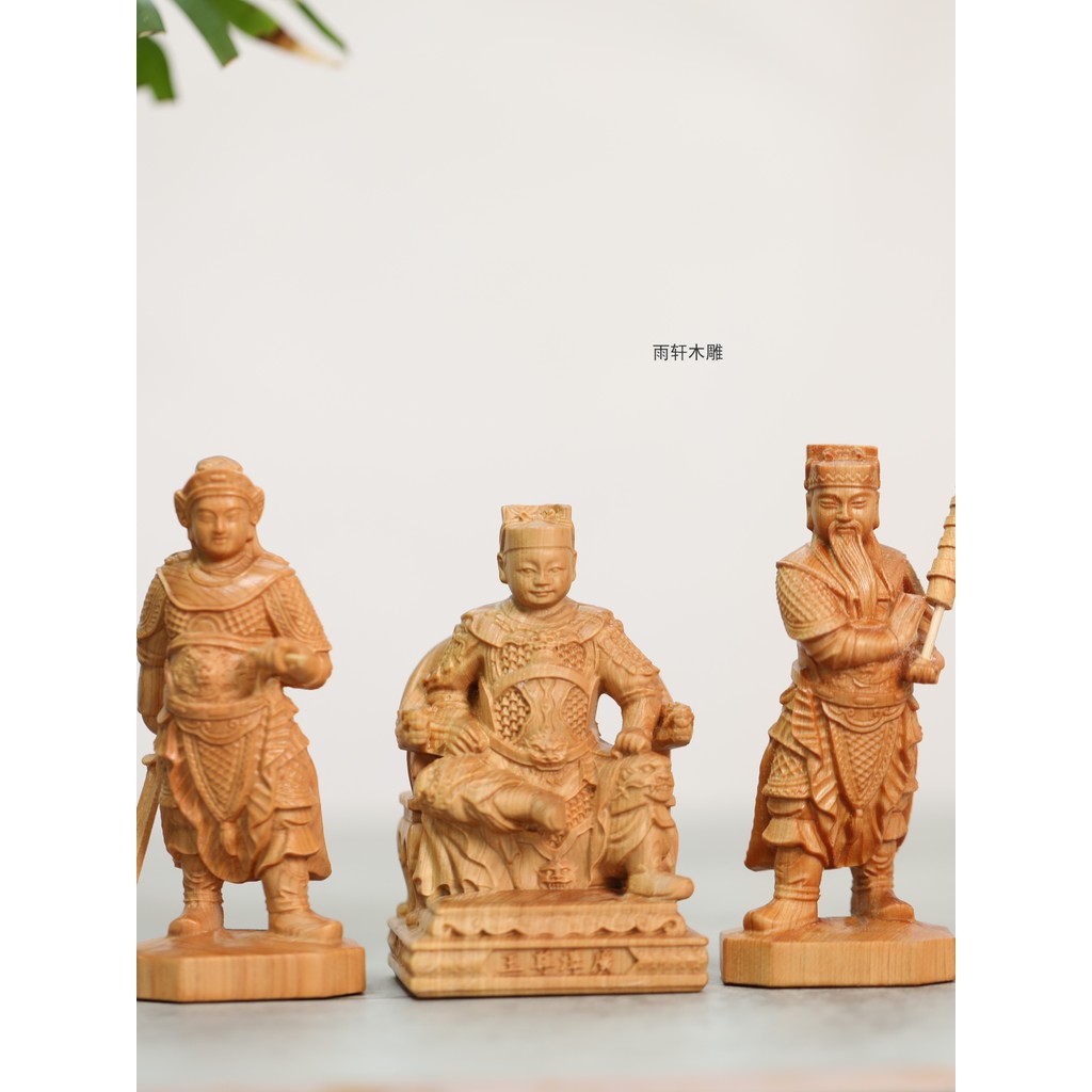 Yaba escultura em madeira Huang Taiwei Chen Qincha Guangze Zunwang protetor esquerdo direito escultura em madeira maciça