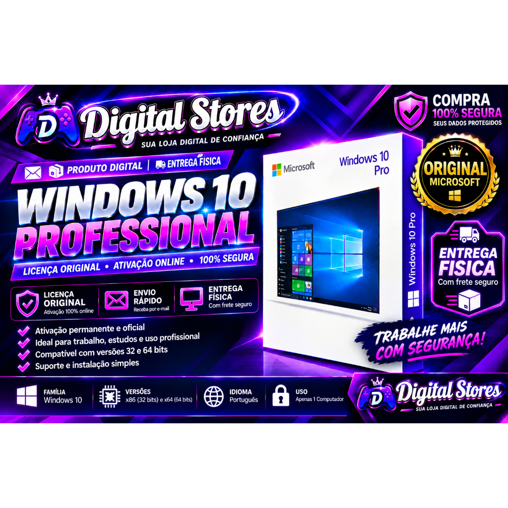 Chave de Ativação Windows 10 Pro - Original + CHAVE RETAIL/OEM/MAK