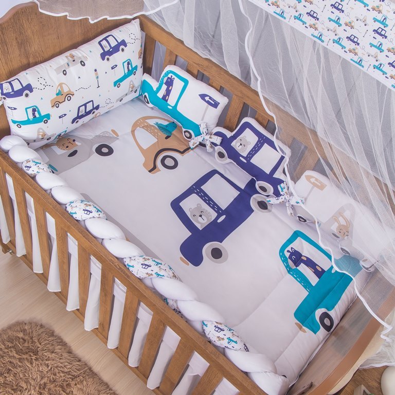 Kit Berço Estampado 09 Peças Specialle Car Baby para Bebê