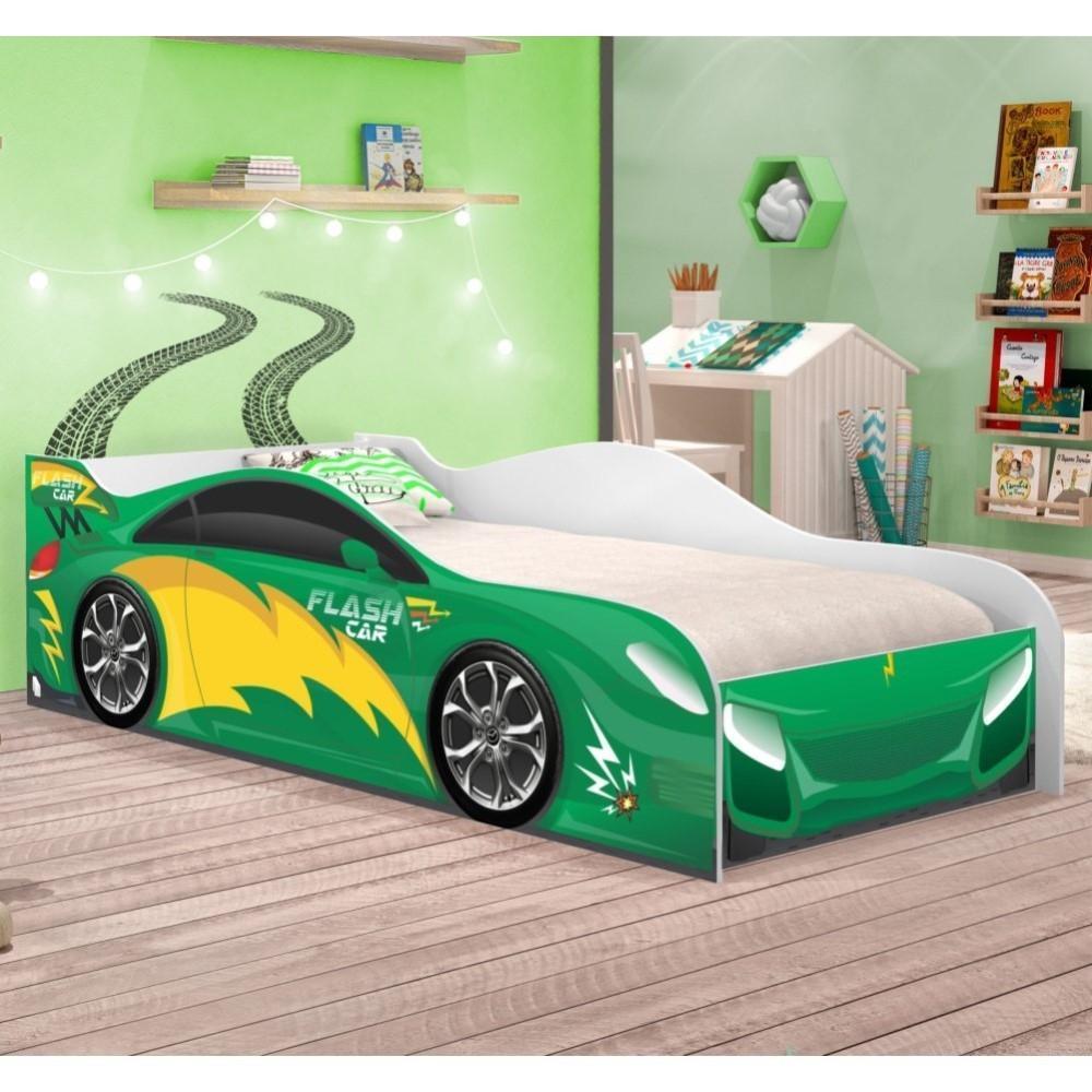 Mini Cama Run Car Verde com Colchão
