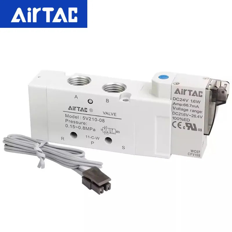 AirTAC Original 5V Series Pneumatic Air Control Valve 5V110-06A/B/C/F/5V210-08 310-10 410-15 Solenoid Directional Valve