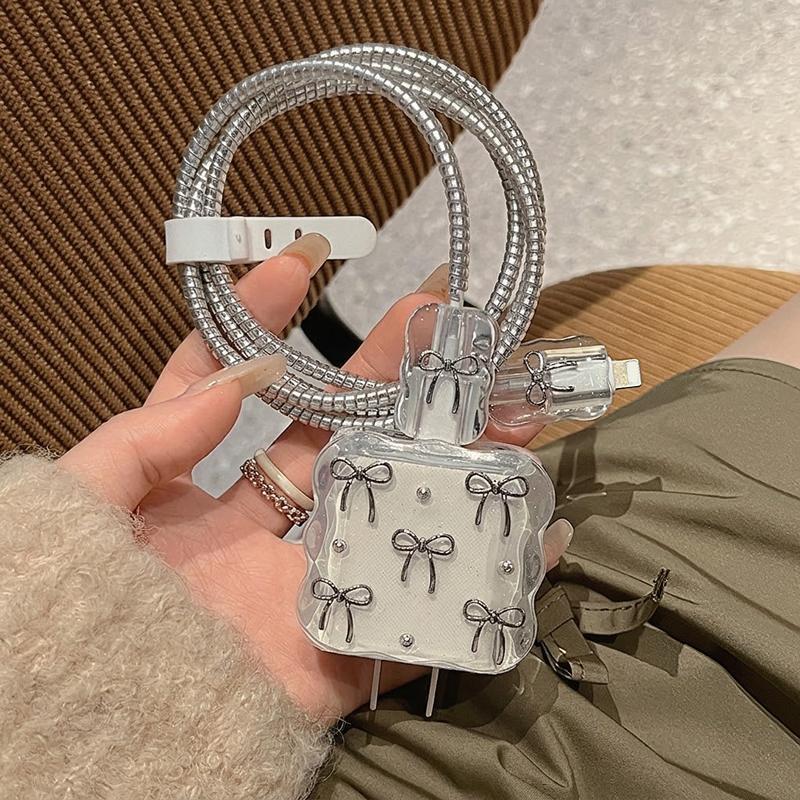 Conjunto Protetor De Carregador De Laço 5pcs , Envoltório De Cabo Anti-Quebra Para Meninas
