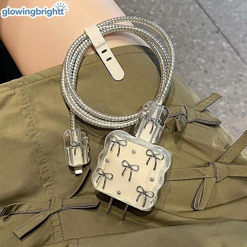 Conjunto Protetor De Carregador De Laço GLOWI 5pcs , Envoltório De Cabo Anti-Quebra Para Meninas