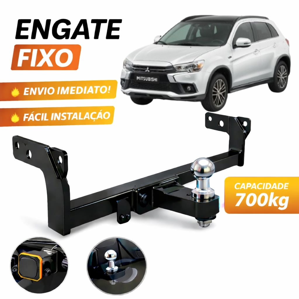 Engate Reboque FIXO Mitsubshi Asx 2007 Á 2021/Outlander 2021 Á 2022 700KG Não Fura Completo