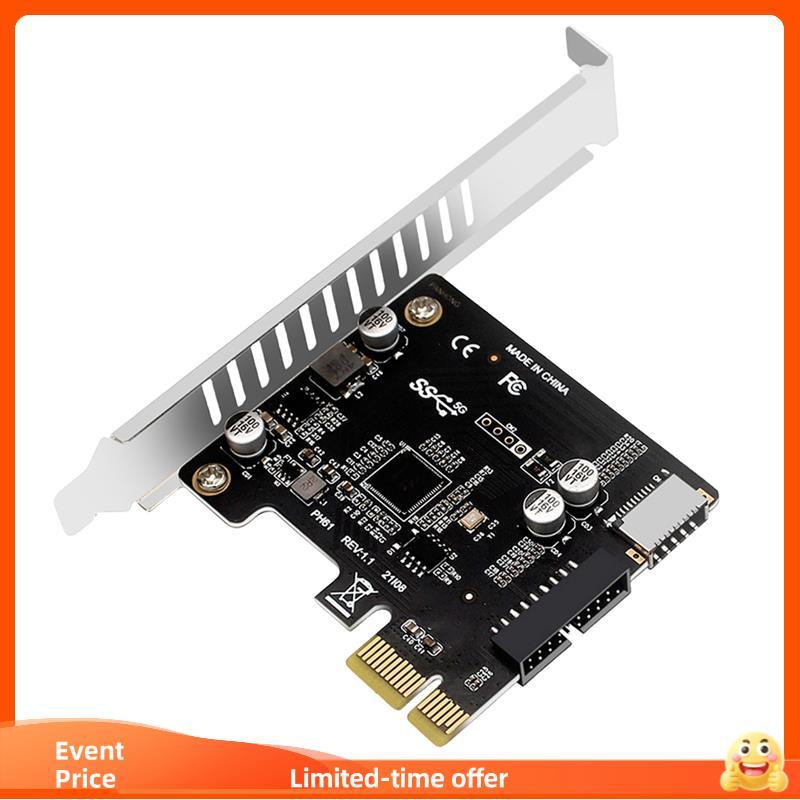 Placa De Expansão Divisor De Hub PCIE Para USB 3.0 19Pin PCI-E Splitter Extender Card PC Laptop