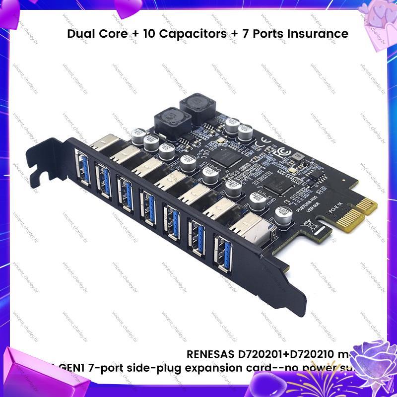 [vincent_c] Adaptador USB 3.2 Pci Express E Para 7 Portas USB3 Gen1 Placa Adaptadora De Expansão-Extender Card