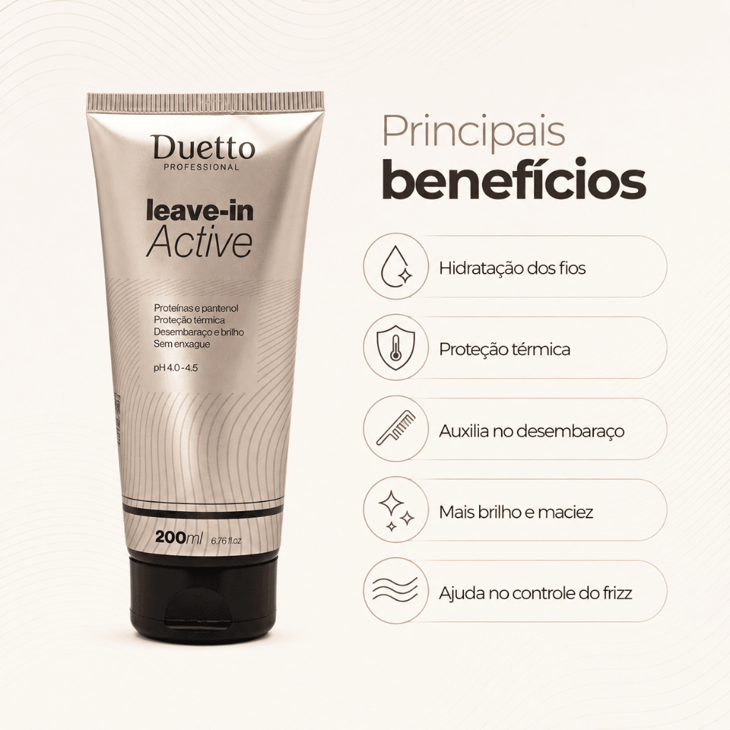 Leave-in Active Duetto 200ml Proteção Térmica Antifrizz Sem Enxague