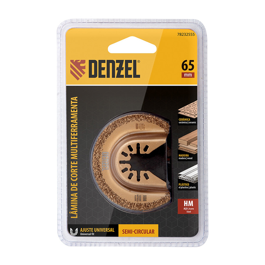 Lâmina para Multiferramenta 65mm Corte Semi-Circular em Cerâmica, Madeira e Plástico Denzel 78232555