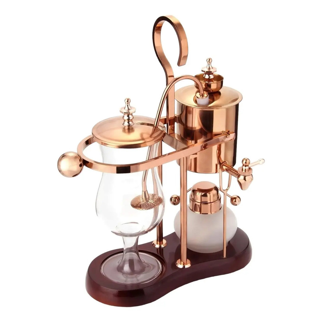 Cafeteira Semi Automática De Sifão De Luxo Belga Retrô Cobre Rose