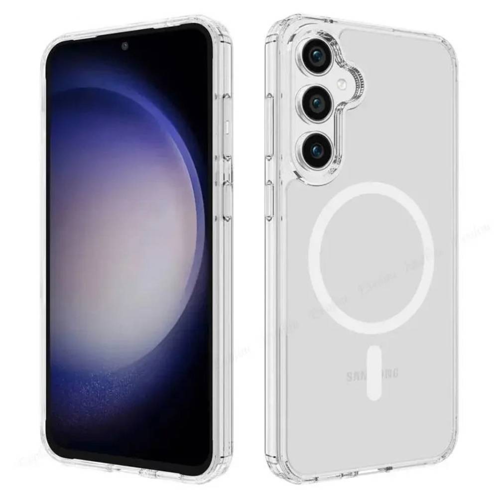 Capa Acrílica Transparente para Samsung S25 com Ímã MagSafe – Compatível com Carregamento Sem Fio