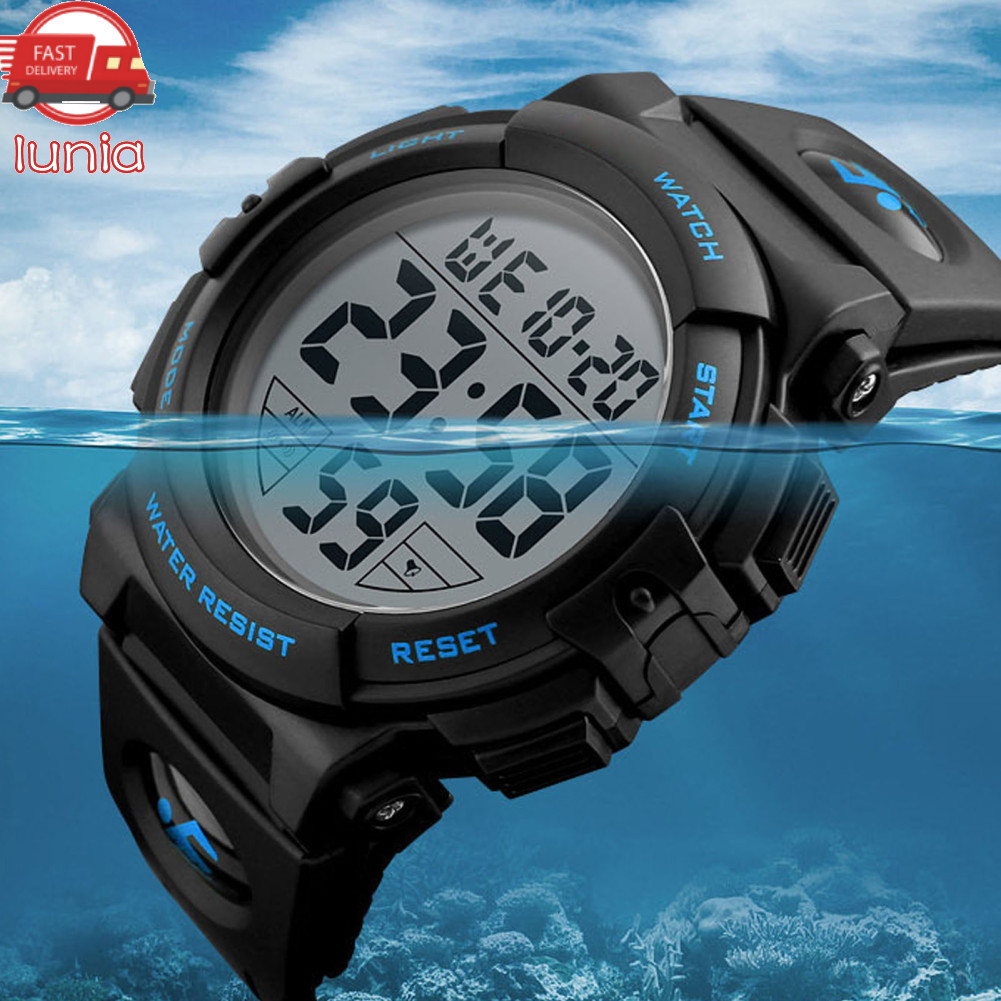 Lunia.br Cocoarm Kids Digital Watch LED Light Up Backlit 50M Sports Alarm Cronômetro Data Semana 12 Display de 24 horas