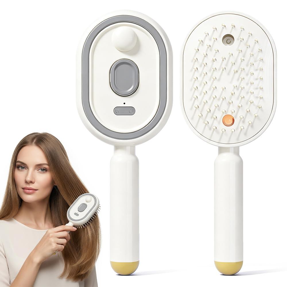 Escova de Massagem Elétrica com Almofada de Ar e Pulverizador, Escova de Cabelo Elétrica 3 em 1 com Pulverizador de Névo