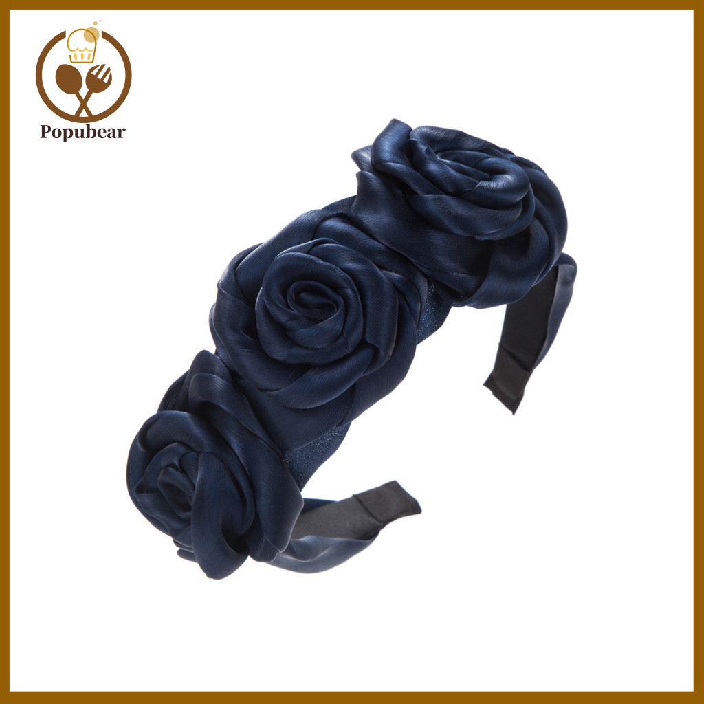 3d Rose Flower Decor Hair Clip Hoop High Elasticity Wide Headband for Women Stylish Daily Party Accessory Comfortable an